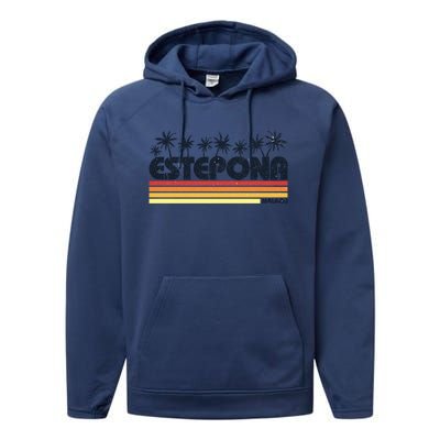 Estepona Malaga Spain Retro Tourism Gift Performance Fleece Hoodie