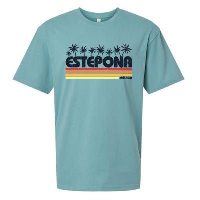 Estepona Malaga Spain Retro Tourism Gift Sueded Cloud Jersey T-Shirt