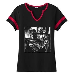 Electronic Music Synthesizer Techno Music Dj Producer Ladies Halftime Notch Neck Tee