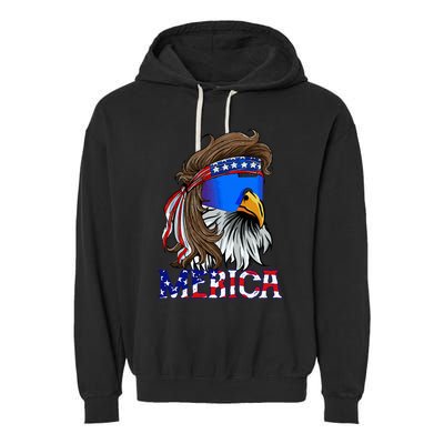 Eagle Mullet Sunglasses Merica 4th Of July Usa Garment-Dyed Fleece Hoodie