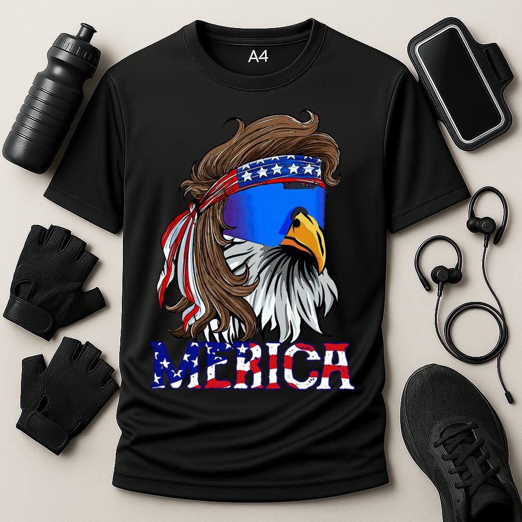 Eagle Mullet Sunglasses Merica 4th Of July Usa Cooling Performance Crew T-Shirt