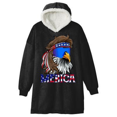Eagle Mullet Sunglasses Merica 4th Of July Usa Hooded Wearable Blanket