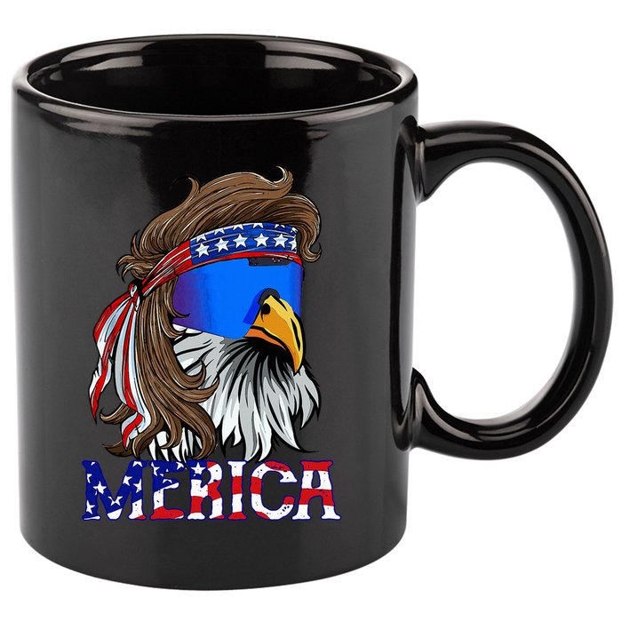 Eagle Mullet Sunglasses Merica 4th Of July Usa 11oz C Handle Ceramic Mug