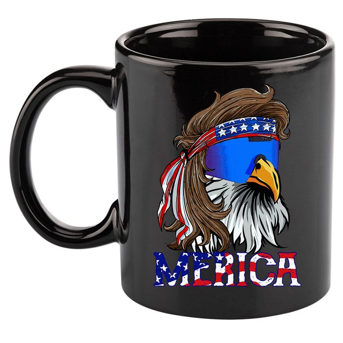 Eagle Mullet Sunglasses Merica 4th Of July Usa 11oz C Handle Ceramic Mug