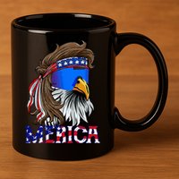 Eagle Mullet Sunglasses Merica 4th Of July Usa 11oz C Handle Ceramic Mug