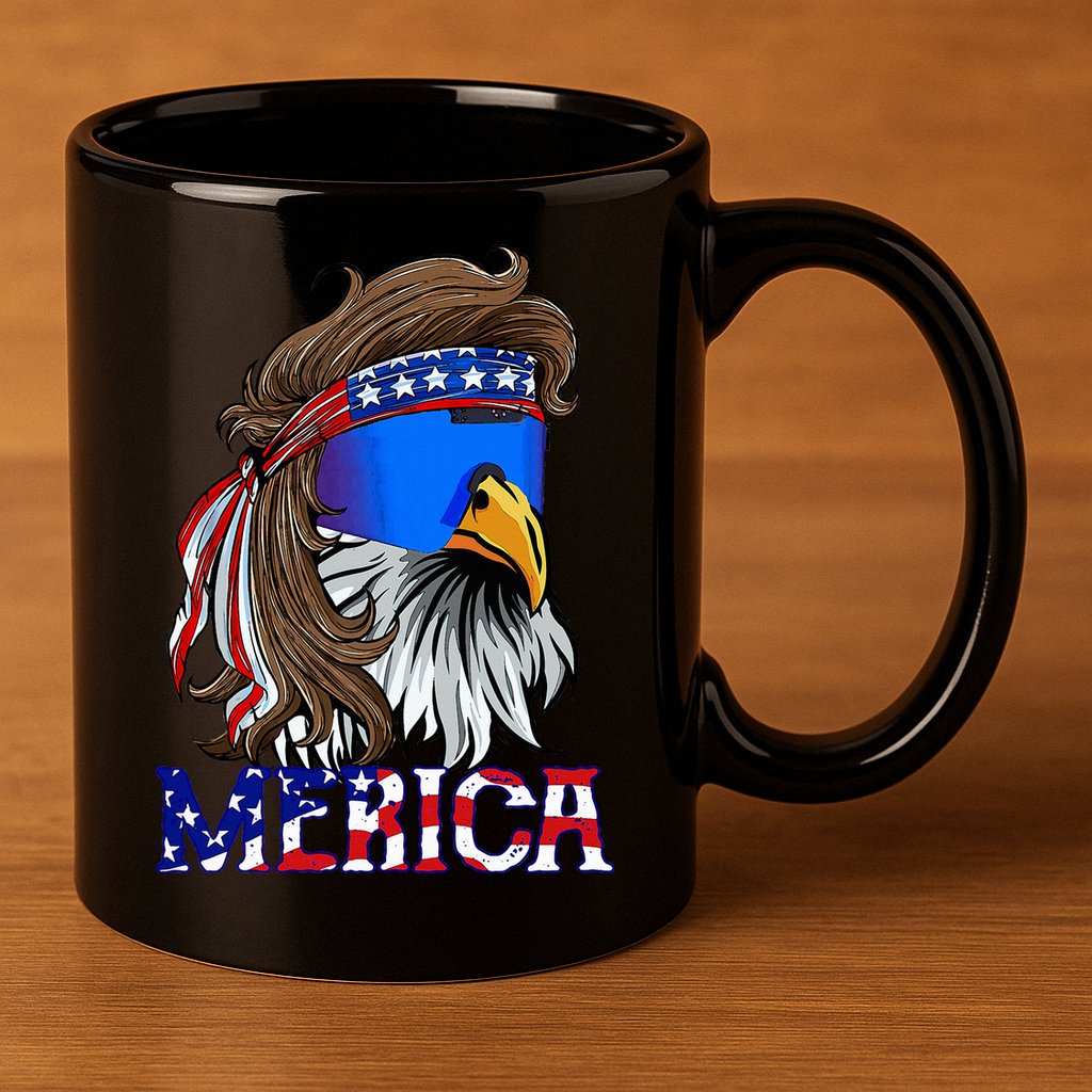 Eagle Mullet Sunglasses Merica 4th Of July Usa 11oz C Handle Ceramic Mug