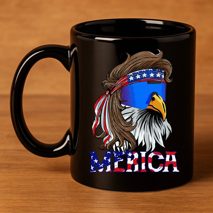 Eagle Mullet Sunglasses Merica 4th Of July Usa 11oz C Handle Ceramic Mug