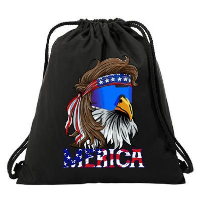 Eagle Mullet Sunglasses Merica 4th Of July Usa Drawstring Bag