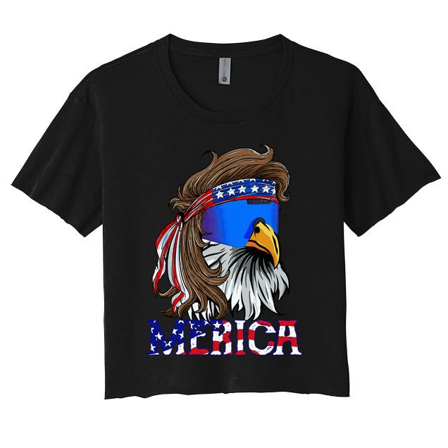 Eagle Mullet Sunglasses Merica 4th Of July Usa Crop Top