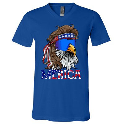 Eagle Mullet Sunglasses Merica 4th Of July Usa V-Neck T-Shirt