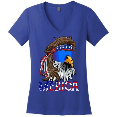Eagle Mullet Sunglasses Merica 4th Of July Usa Women's V-Neck T-Shirt