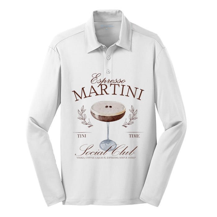 Espresso Martini Social Club Cocktail Bachelorette Silk Touch Performance Long Sleeve Polo