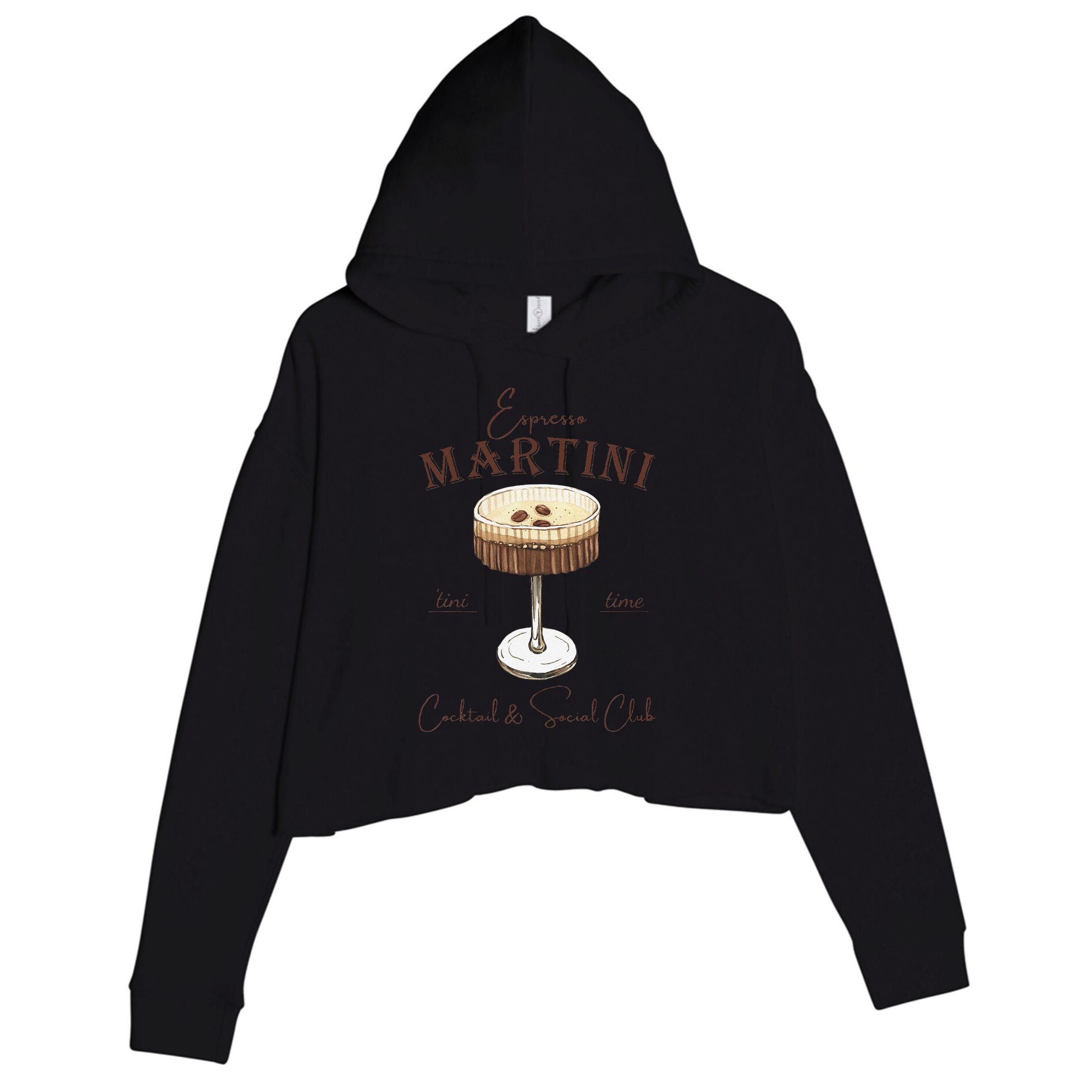 Espresso Martini Social Club Drinking Vintage Crop Fleece Hoodie