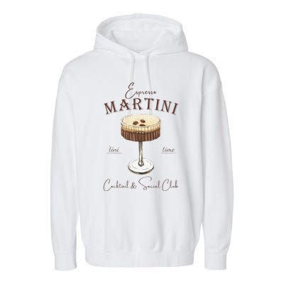 Espresso Martini Social Club Drinking Vintage Garment-Dyed Fleece Hoodie