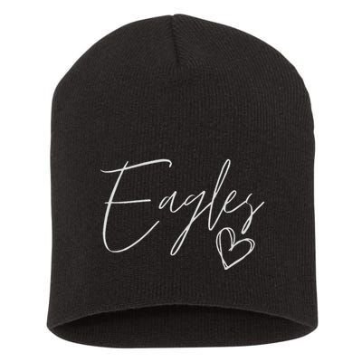 Eagles Mascot School Sports Fan Team Spirit Heart Football Short Acrylic Beanie
