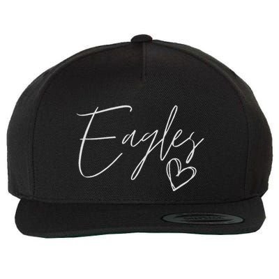 Eagles Mascot School Sports Fan Team Spirit Heart Football Wool Snapback Cap