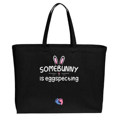 Expecting Mom Somebunny Is Eggspecting Easter Pregnancys Cotton Canvas Jumbo Tote