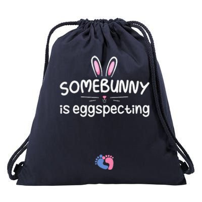 Expecting Mom Somebunny Is Eggspecting Easter Pregnancys Drawstring Bag