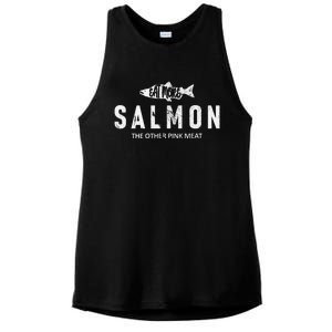 Eat More Salmon The Other Pink Meat Funny Fishing Fisherman Ladies PosiCharge Tri-Blend Wicking Tank