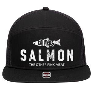 Eat More Salmon The Other Pink Meat Funny Fishing Fisherman 7 Panel Mesh Trucker Snapback Hat