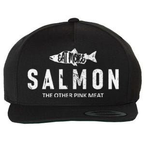 Eat More Salmon The Other Pink Meat Funny Fishing Fisherman Wool Snapback Cap