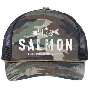 Eat More Salmon The Other Pink Meat Funny Fishing Fisherman Retro Rope Trucker Hat Cap