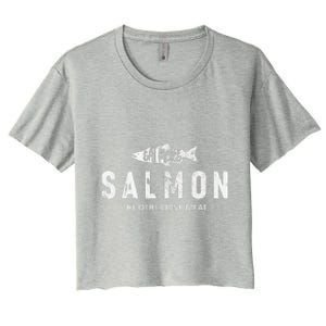 Eat More Salmon The Other Pink Meat Funny Fishing Fisherman Women's Crop Top Tee