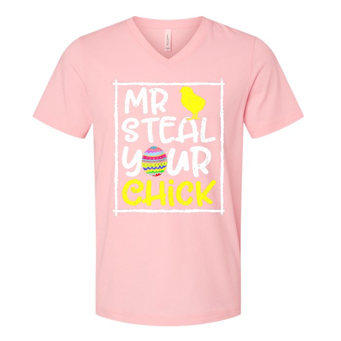 Easter Mr Steal Your Chick Funny Spring Humor V-Neck T-Shirt