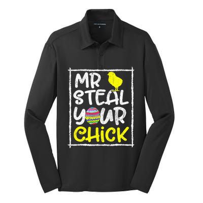 Easter Mr Steal Your Chick Funny Spring Humor Silk Touch Performance Long Sleeve Polo