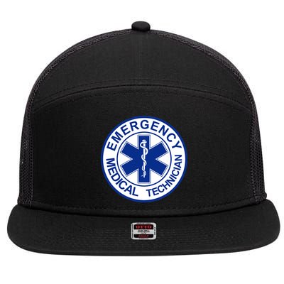 EMT Emergency Medical Technician Logo 7 Panel Mesh Trucker Snapback Hat