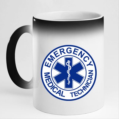 EMT Emergency Medical Technician Logo 11oz Black Color Changing Mug