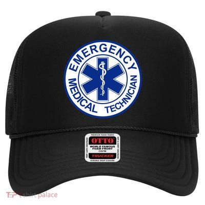 EMT Emergency Medical Technician Logo High Crown Mesh Back Trucker Hat