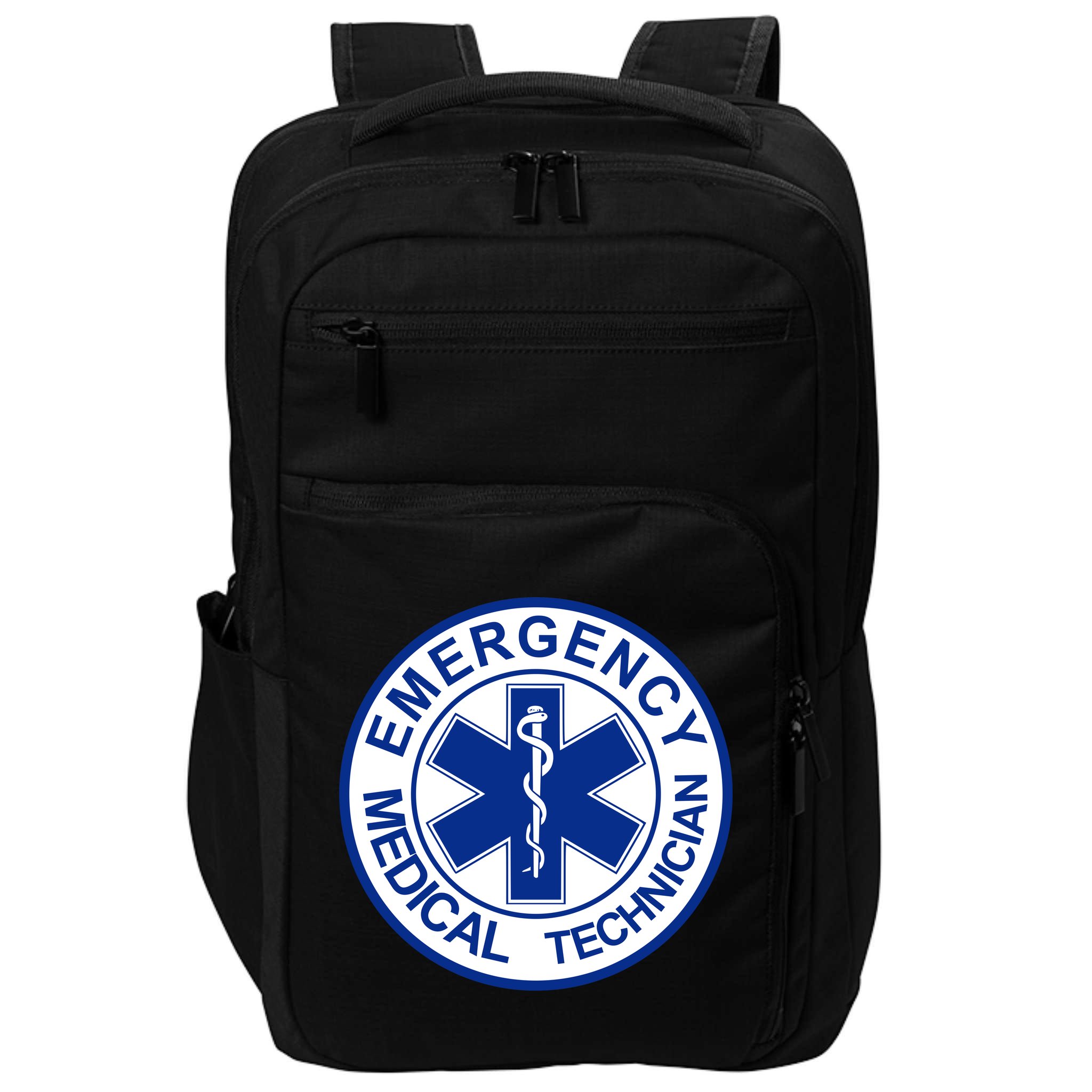 EMT Emergency Medical Technician Logo Impact Tech Backpack