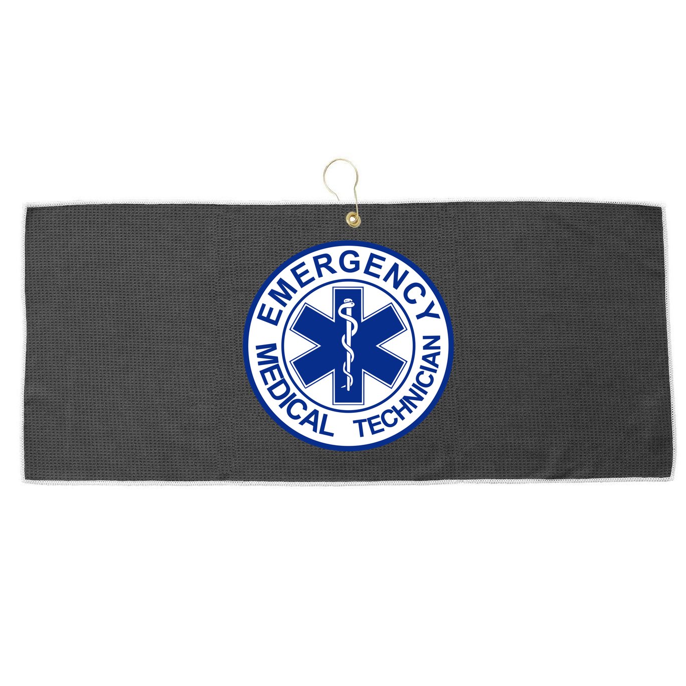 EMT Emergency Medical Technician Logo Large Microfiber Waffle Golf Towel