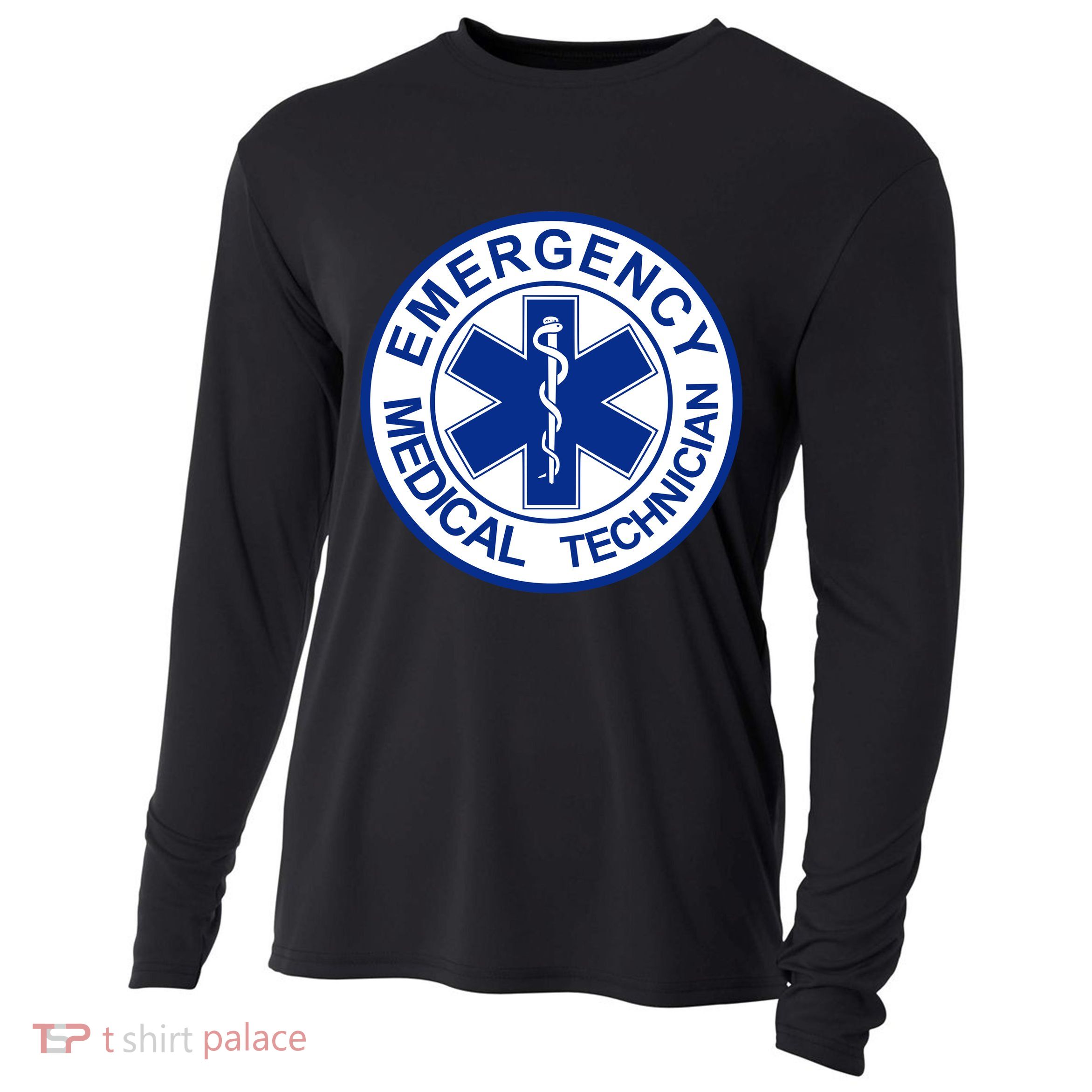 EMT Emergency Medical Technician Logo Cooling Performance Long Sleeve Crew