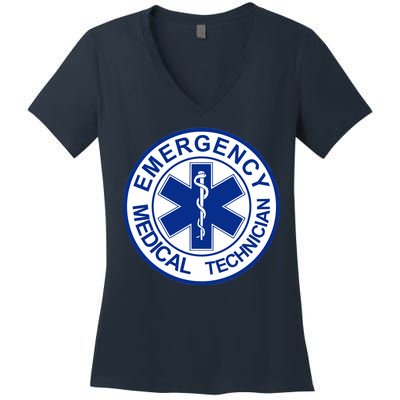 EMT Emergency Medical Technician Logo Women's V-Neck T-Shirt