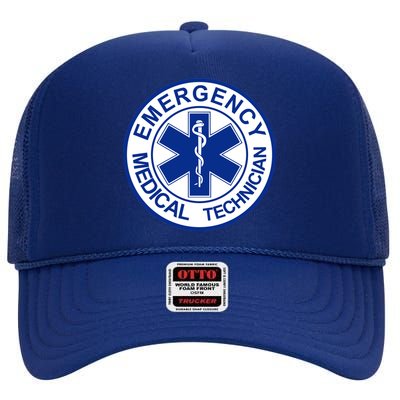 EMT Emergency Medical Technician Logo High Crown Mesh Back Trucker Hat