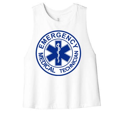 EMT Emergency Medical Technician Logo Women's Racerback Cropped Tank