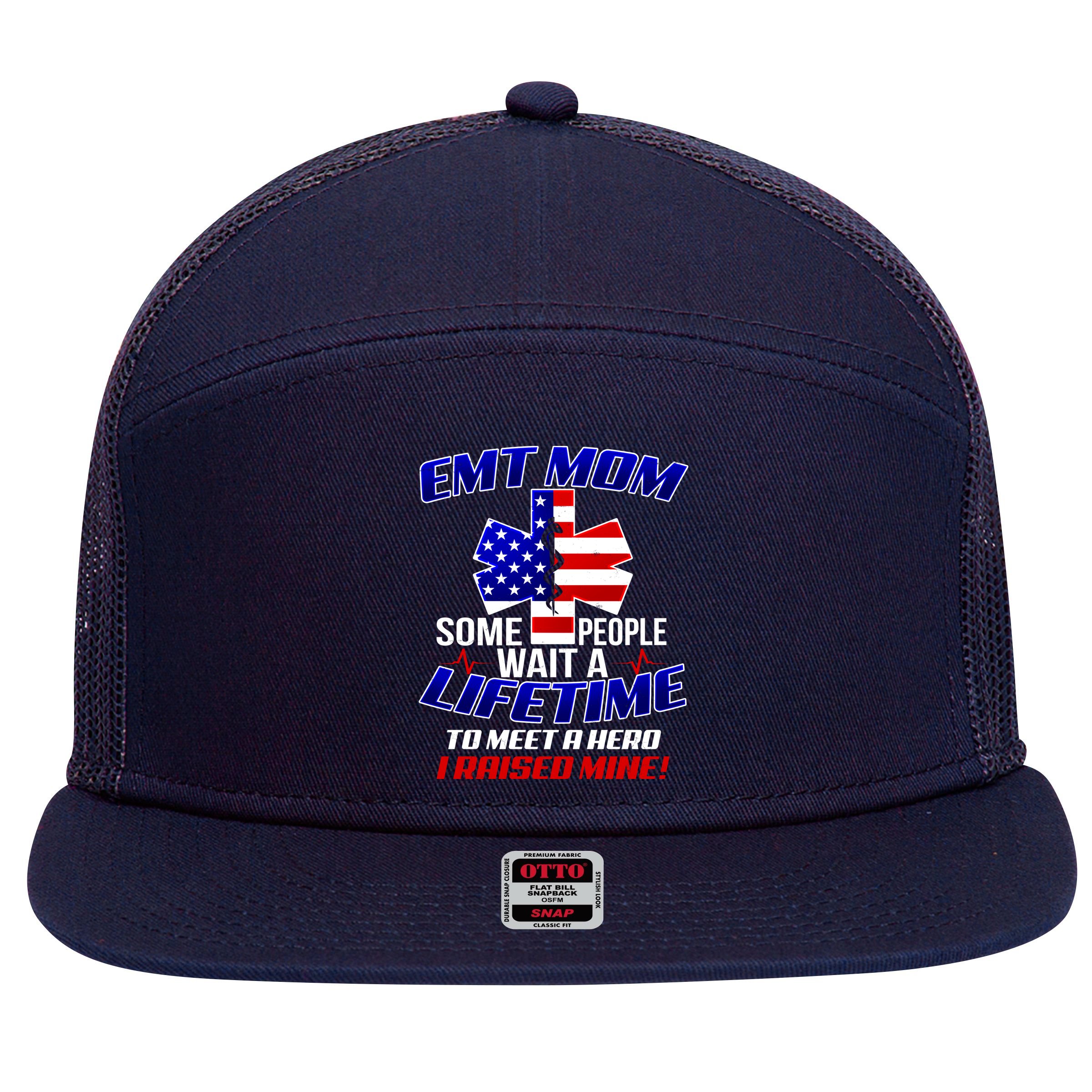 EMT Mom 7 Panel Mesh Trucker Snapback Hat