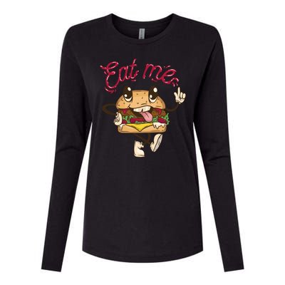 Eat Me Tasty Burger Womens Cotton Relaxed Long Sleeve T-Shirt