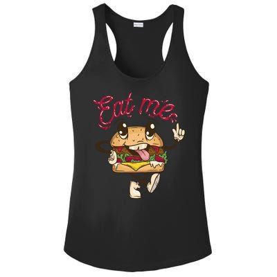 Eat Me Tasty Burger Ladies PosiCharge Competitor Racerback Tank