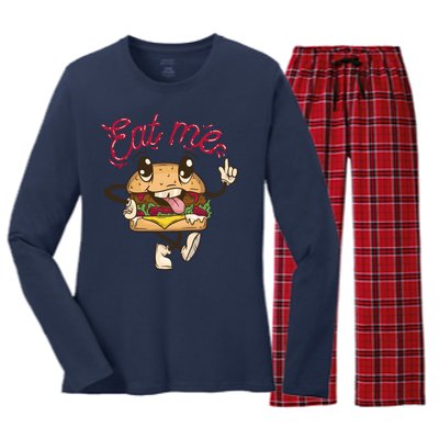 Eat Me Tasty Burger Women's Long Sleeve Flannel Pajama Set 