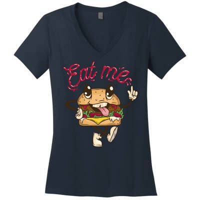 Eat Me Tasty Burger Women's V-Neck T-Shirt