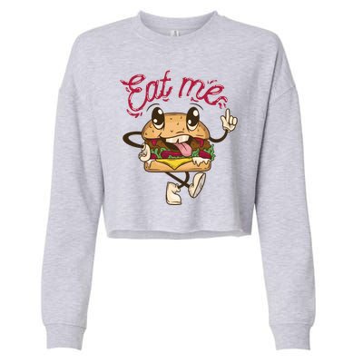 Eat Me Tasty Burger Cropped Pullover Crew