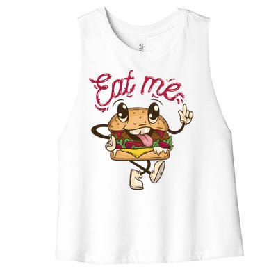 Eat Me Tasty Burger Women's Racerback Cropped Tank