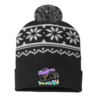 Easter Monster Truck Easter Eggs USA-Made Snowflake Beanie