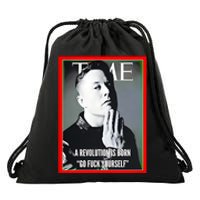 Elon Musk The Time A Revolution Is Born Go Fuck Yourself Drawstring Bag