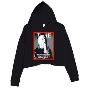 Elon Musk The Time A Revolution Is Born Go Fuck Yourself Crop Fleece Hoodie