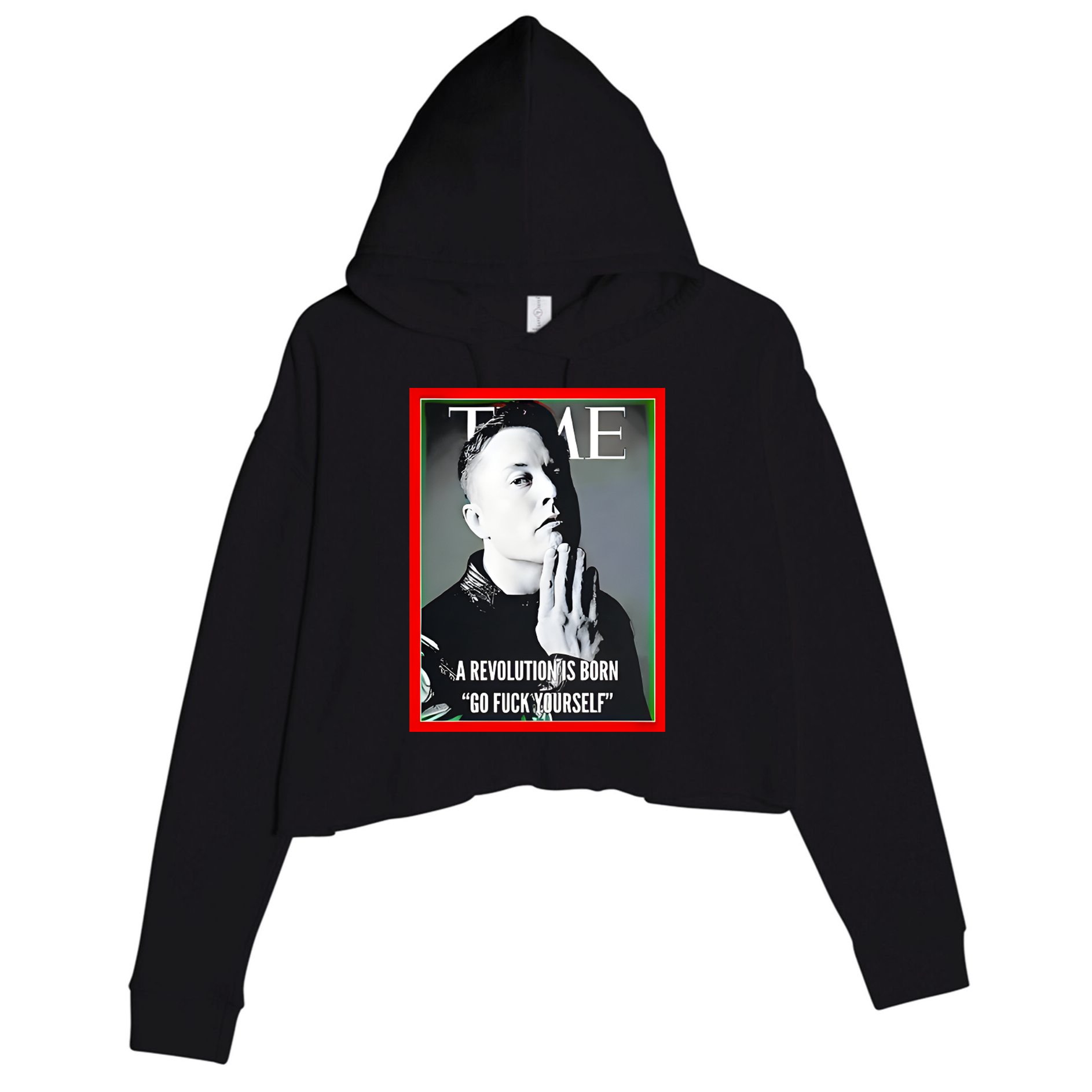 Elon Musk The Time A Revolution Is Born Go Fuck Yourself Crop Fleece Hoodie