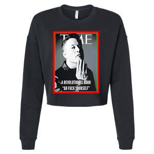 Elon Musk The Time A Revolution Is Born Go Fuck Yourself Cropped Pullover Crew